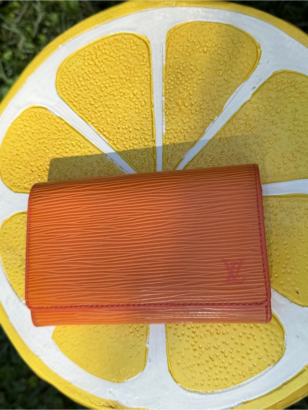 Louis Vuitton Orange/Coral Epi Leather Trifold Wallet